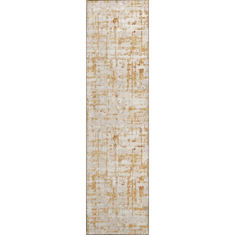 Indoor/ Outdoor Bravado Abstract Crosshatch Caramel Washable Area Rug