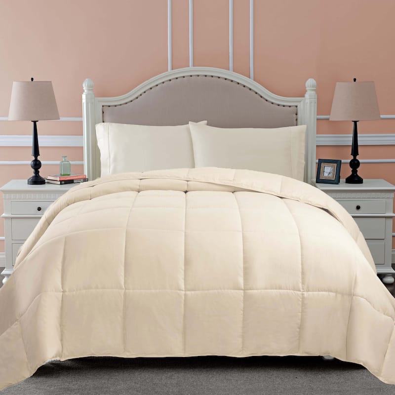 Superior Classic Comforter Reversible Down Alternative Bedding - Full - Queen - Ivory