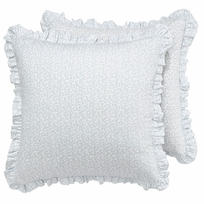 Laura Ashley Chloe Blue Cotton European Sham 2-Piece Set