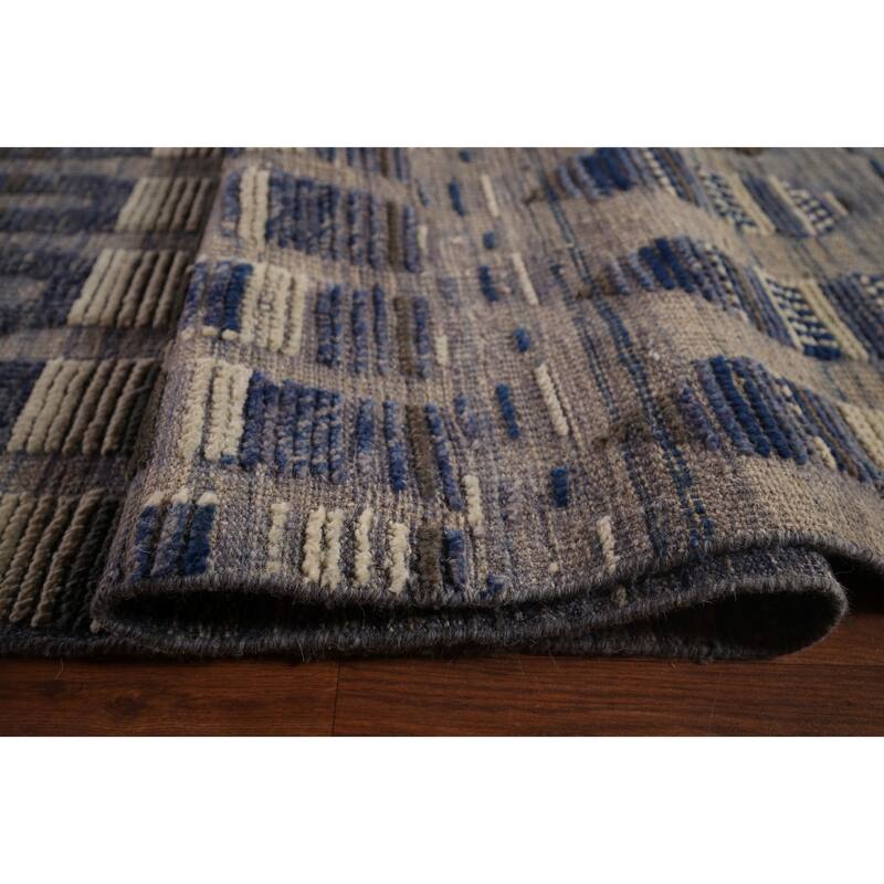 Blue Moroccan Palace Size Area Rug Handmade Wool Carpet - 14'9"x 18'0"