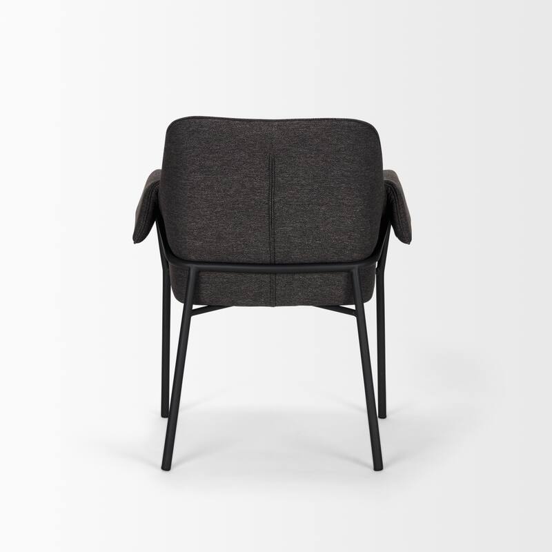 Brently Dining Chair w/ Cream Boucle Fabric & Matte Black Metal Legs