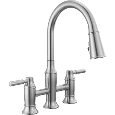 Delta 2384L-DST Renaldi 1.8 GPM Bridge Kitchen Faucet with Pull-Down