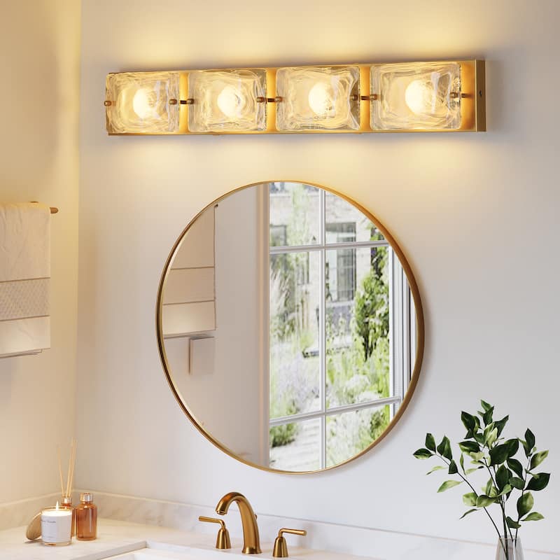 4 Tiles Cloud Glass Bathroom LED Vanity Light with 3CCT Adjustable - N/A