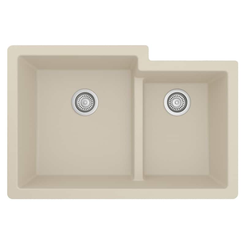 Karran 32" Undermount Large/Small Bowl Quartz Kitchen Sink Kit - 32" x 21.25" x 9"