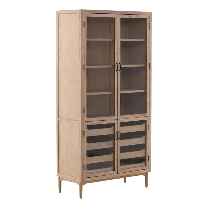 Furniture Classics Shirley Natural Recycled Wood 8-drawer Glass Door Cabinet
