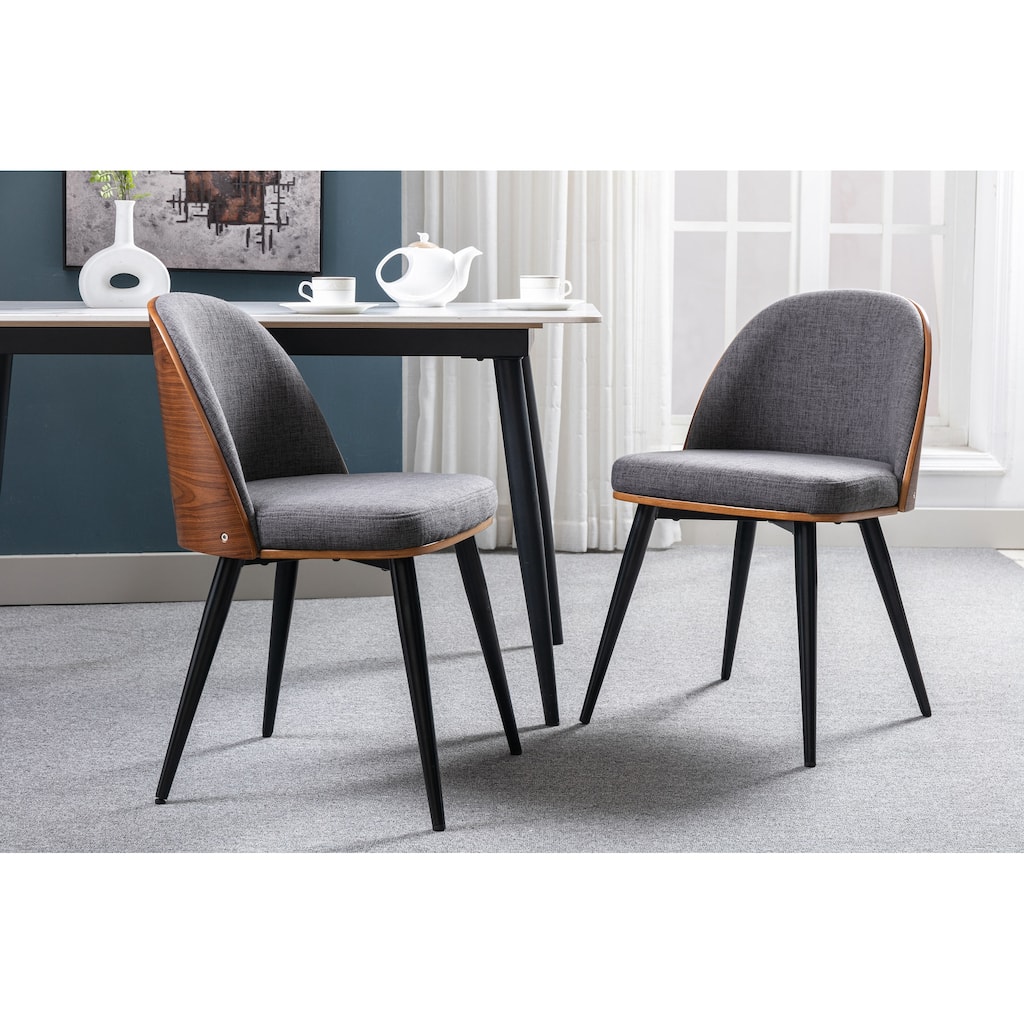 Porthos Home Azel Fabric Mid-Century Dining Chairs, Set of 2