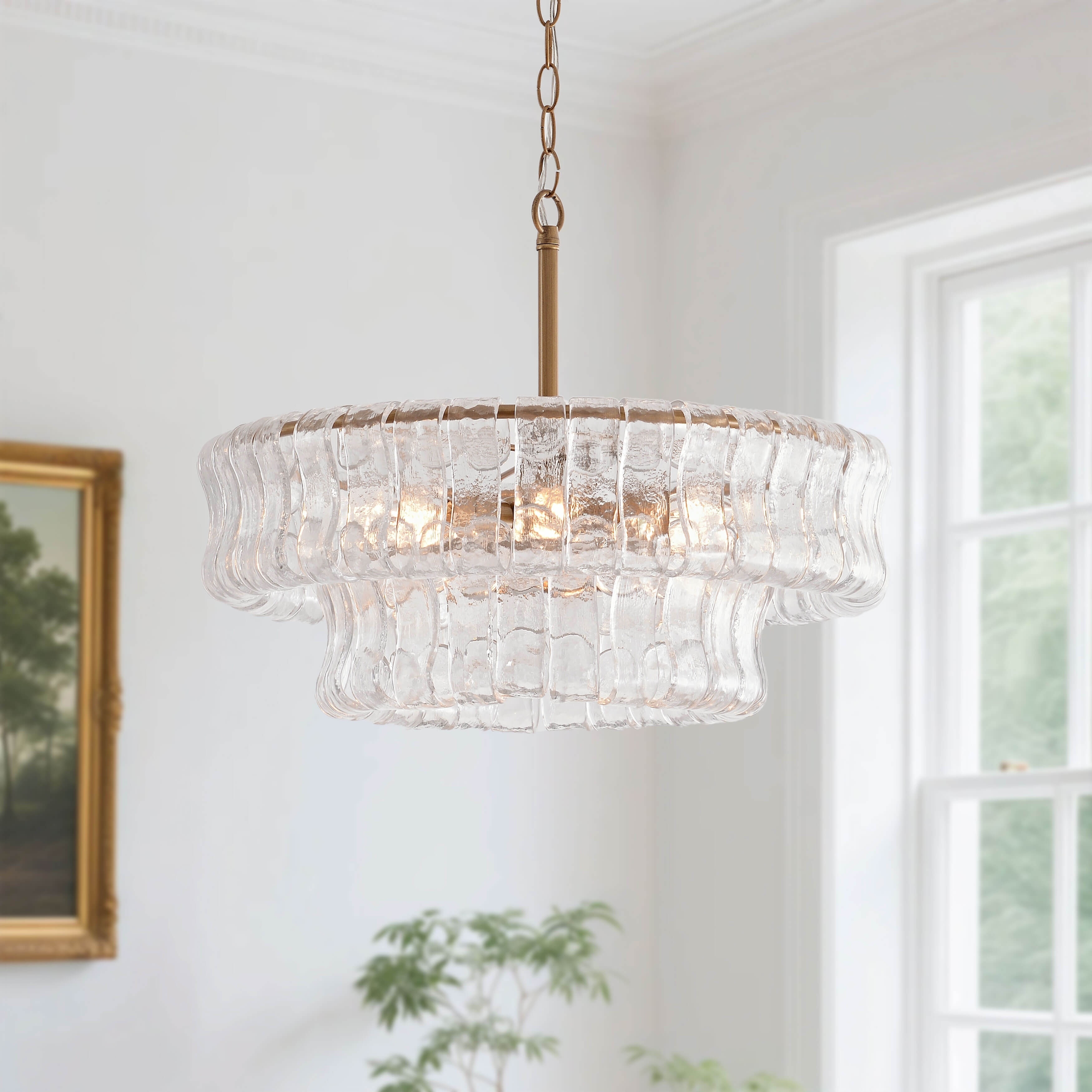 Jamie 6-Light 20" 2-Tier Clear Glass Round Chandelier