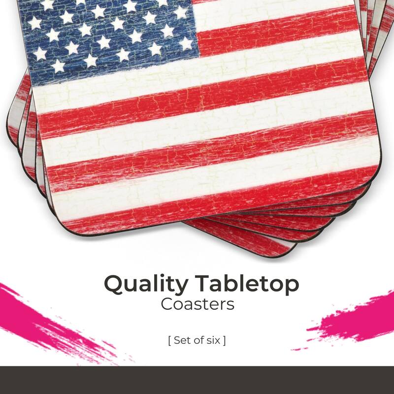 Pimpernel Set of 6 American Flag Coasters - 4 Inches Sq.