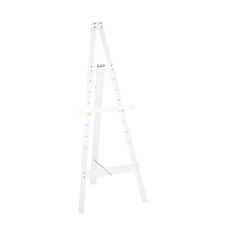 Clear Acrylic Plastic Adjustable 7 Tier Display Easel with Silver or Gold Accents and Chain Support