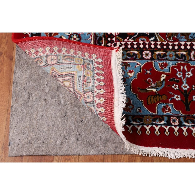 Animals Red Pictorial Kashan Turkish Area Rug Machine Made Carpet - 9'7" x 13'1"