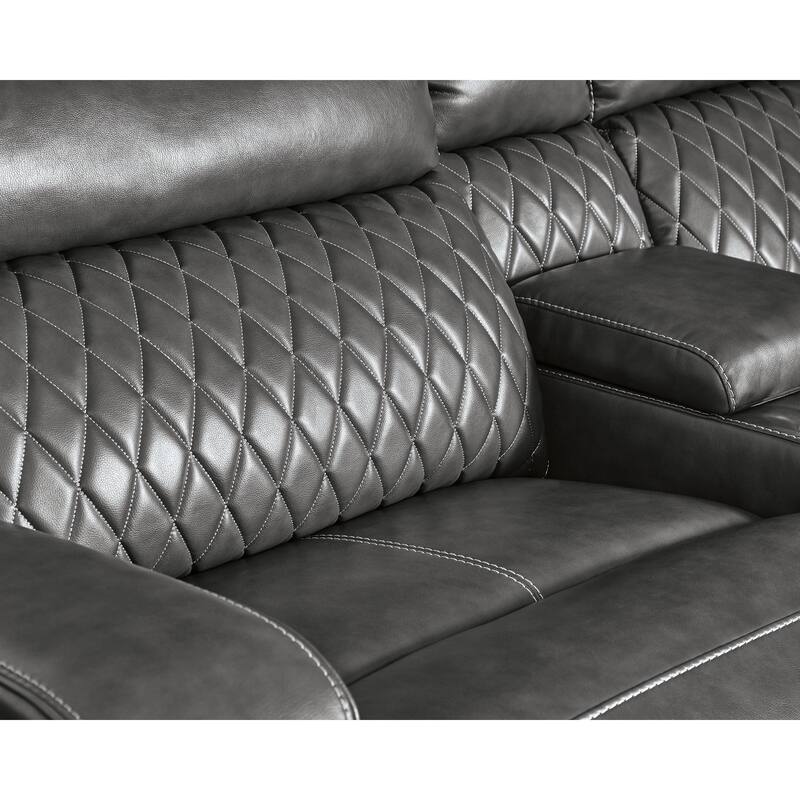 Signature Design by Ashley Samperstone Gray 5-Piece Power Reclining Sectional - 117"W x 117"D x 41"H