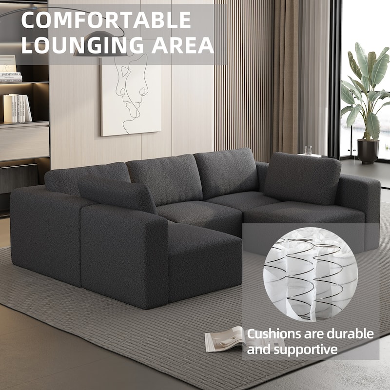 104"x71" Modular Sectional Sofa Sleeper, Chaise, Ottoman, U-Shaped