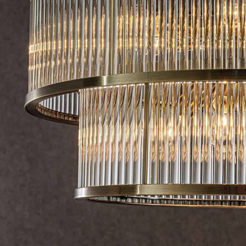 CraftHome Modern Glam Antique Bronze/Matte Black Glass Drum Flush Mount Contemporary Ceiling Light For Living Room Dining Room