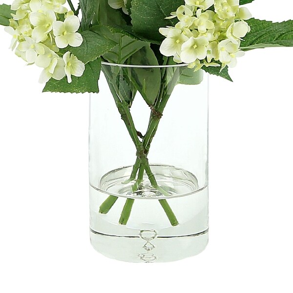 Hydrangea Floral Arrangement in a Clear Glass Vase - Bed Bath