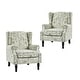 preview thumbnail 17 of 134, 2 Set Traditional Patterned Wingback Accent Chairs with NailHead