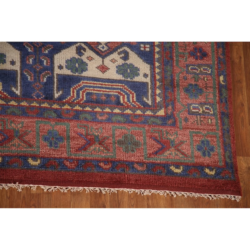 Red & Blue Sirjan Oriental Area Rug Hand-knotted Wool Carpet - 8'0"x 10'1"