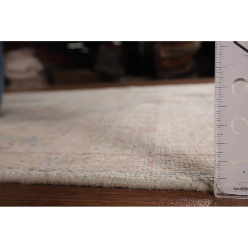 Light Green Oushak Vegetable Dye Turkish Area Rug Handmade Wool Carpet - 5'2"x 7'3"