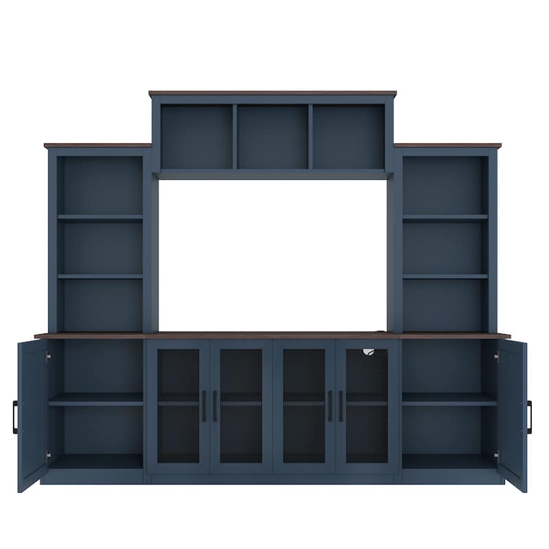 Wall Unit Entertainment Center with Charging Station and USB Charging, with Large Storage Cabinet, TV Stand Media Console