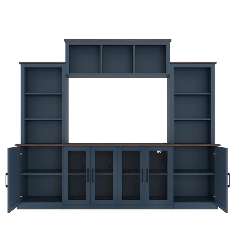 Wall Unit TV Stand with Charging Station, USB Port & Large Storage Cabinet, Modern Media Console