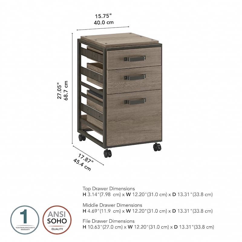 Refinery 3-drawer Mobile File Cabinet