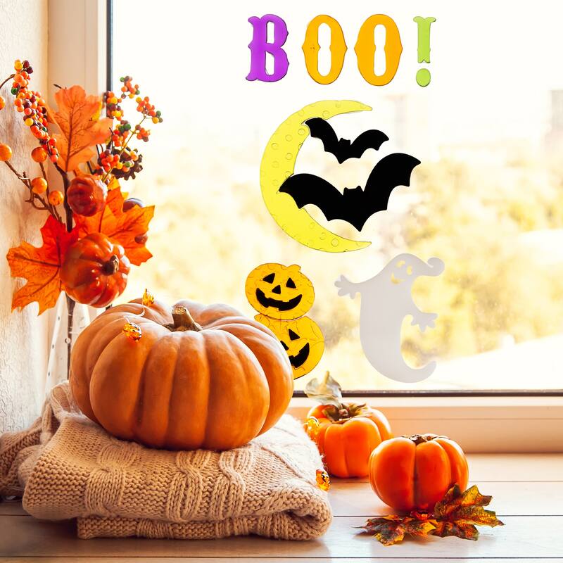 10-Piece Moon and Bats Halloween Gel Window Clings