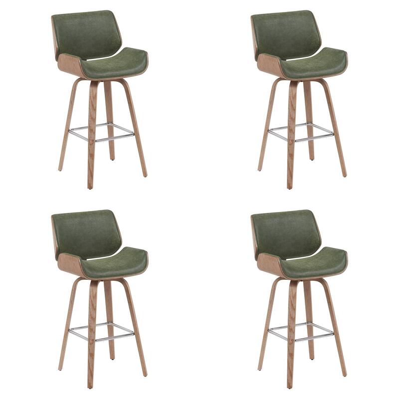 Tyler Mid-Century Swivel Bar Stool, Upholstered Counter Height Chair with Bentwood Legs