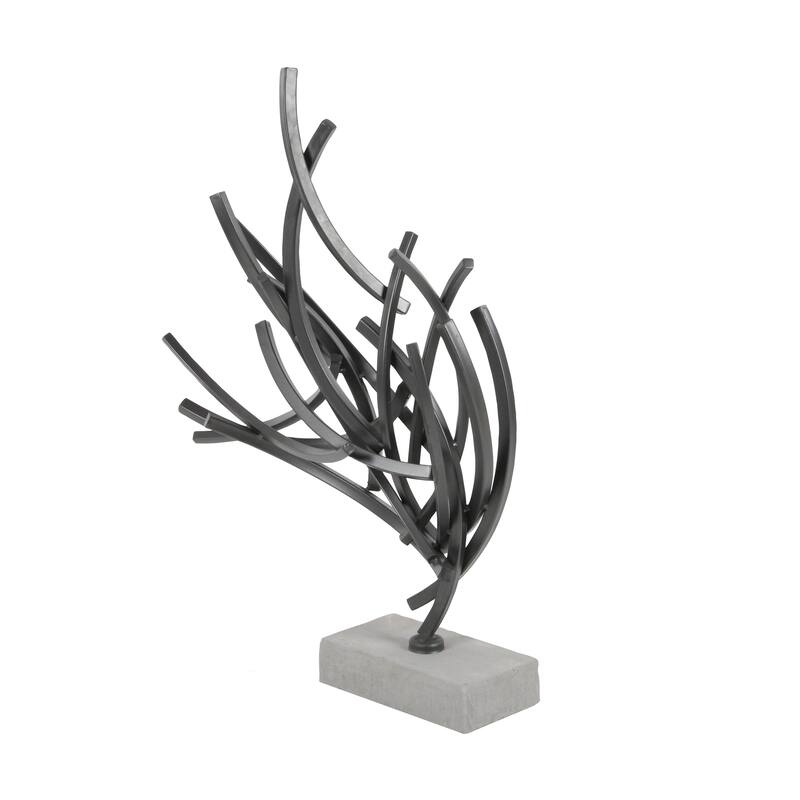 Gray Metal Abstract Decorative Sculpture with Marble Base