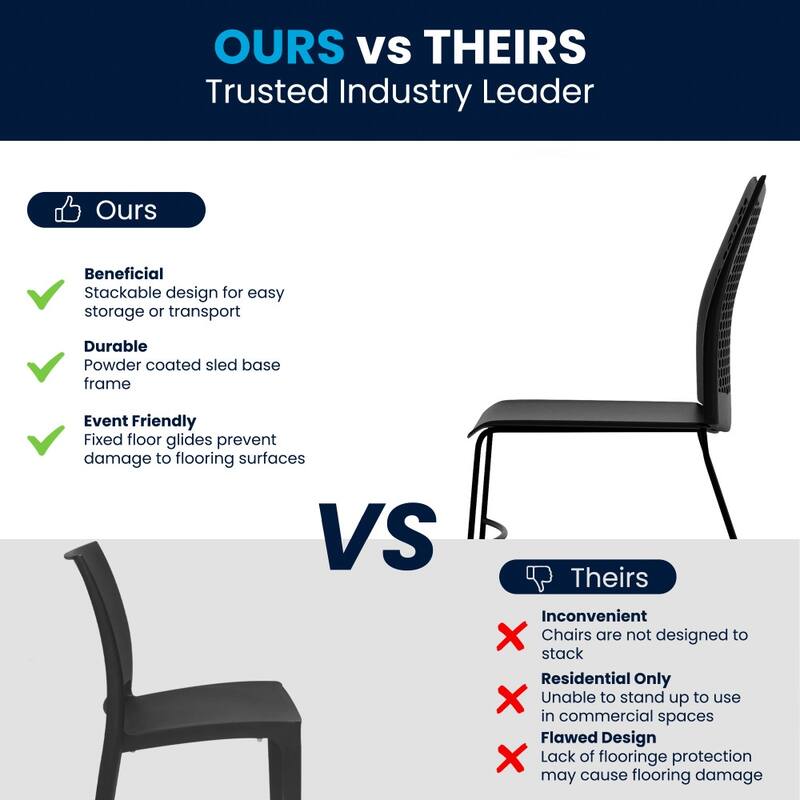 5 Pack 661 lb. Capacity Stack Chair with Air-Vent Back and Sled Base