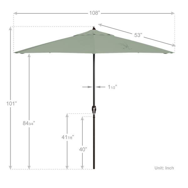 dimension image slide 13 of 29, North Bend 9-foot Round Auto-tilt, Bronze Finish, Sunbrella Patio Umbrella by Havenside Home