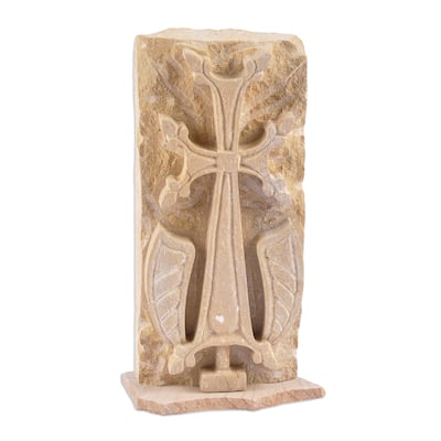 Novica Handmade Great Celtic Cross Felsite Stone Sculpture