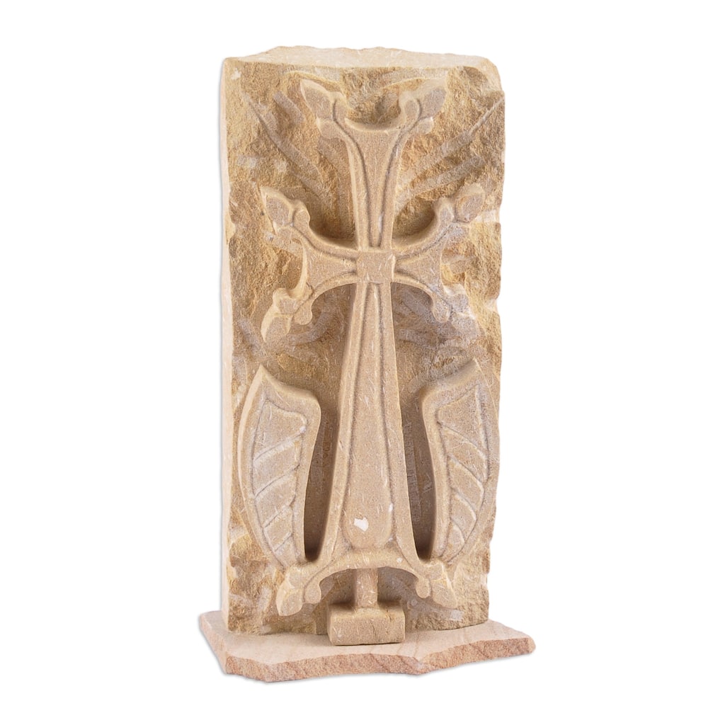 Novica Handmade Great Celtic Cross Felsite Stone Sculpture