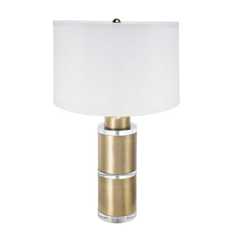 D15x25.5" Gold and White Cylinder Table Lamp with Drum Shade