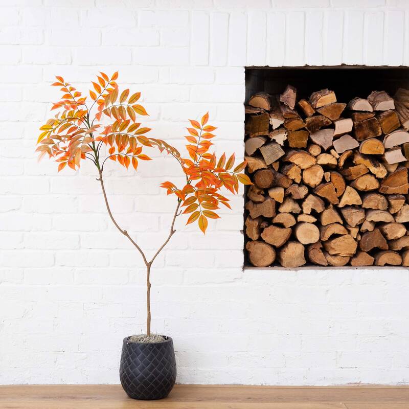 Potted Artificial Sumac Tree - 4' - Orange