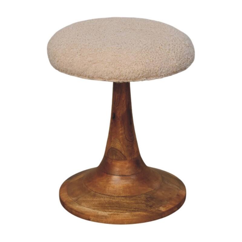 Artisan Furniture Solid Wood Boucle Teak Accent Stool ,Brown