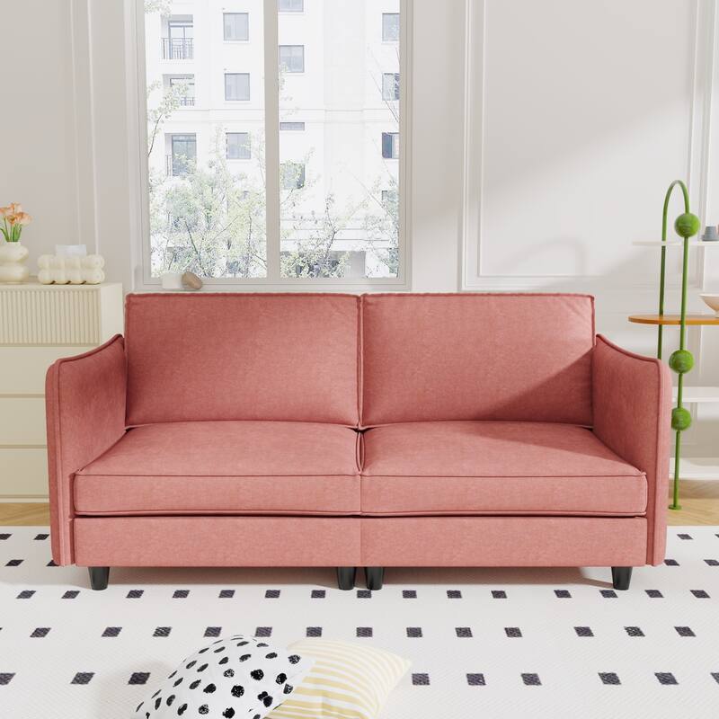 74.27" Fabric 3-Seater Sofa with Pocket Springs, Side Storage and Wood Frame