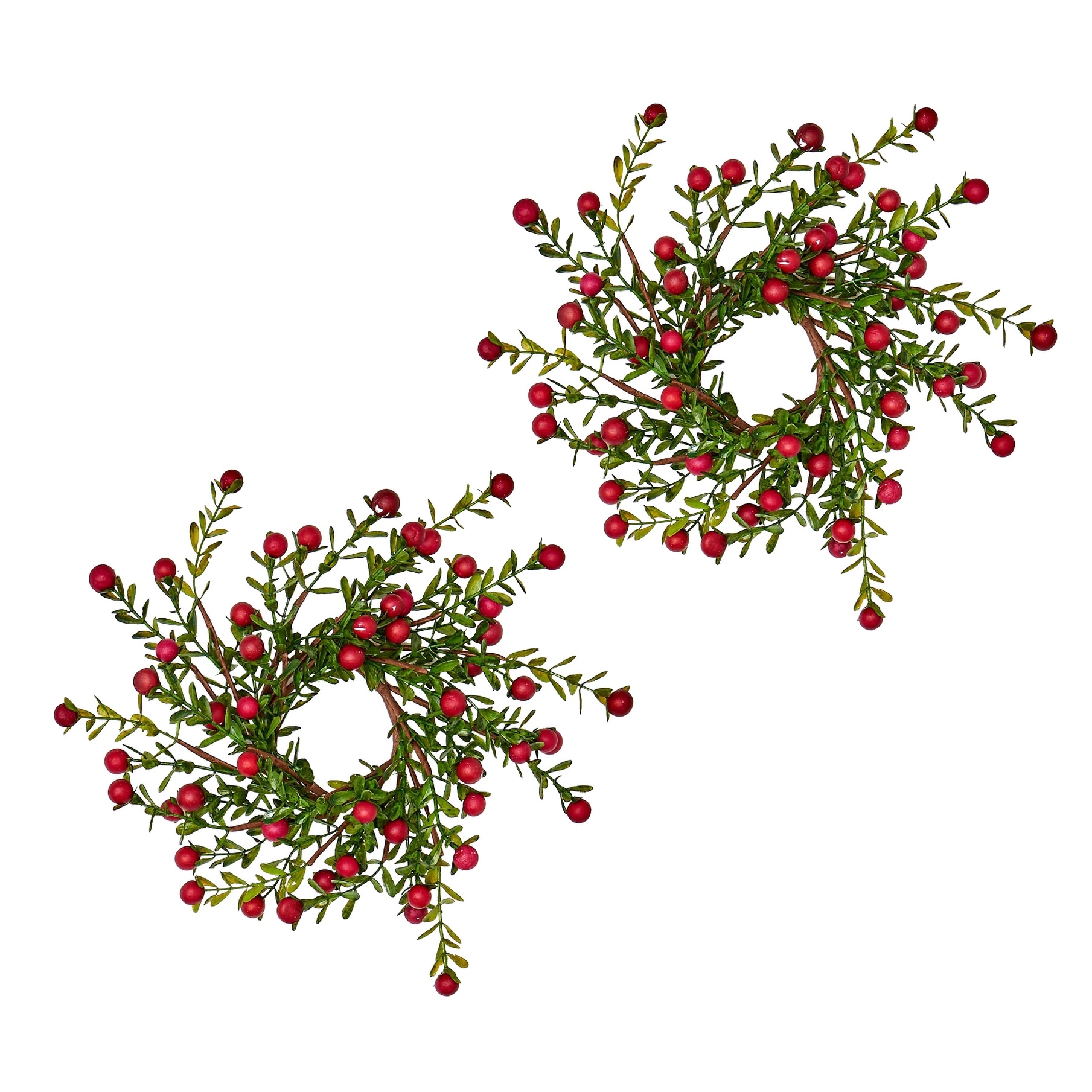 2.25" Boxwood & Berry Candle Ring, Set of 2 - 8