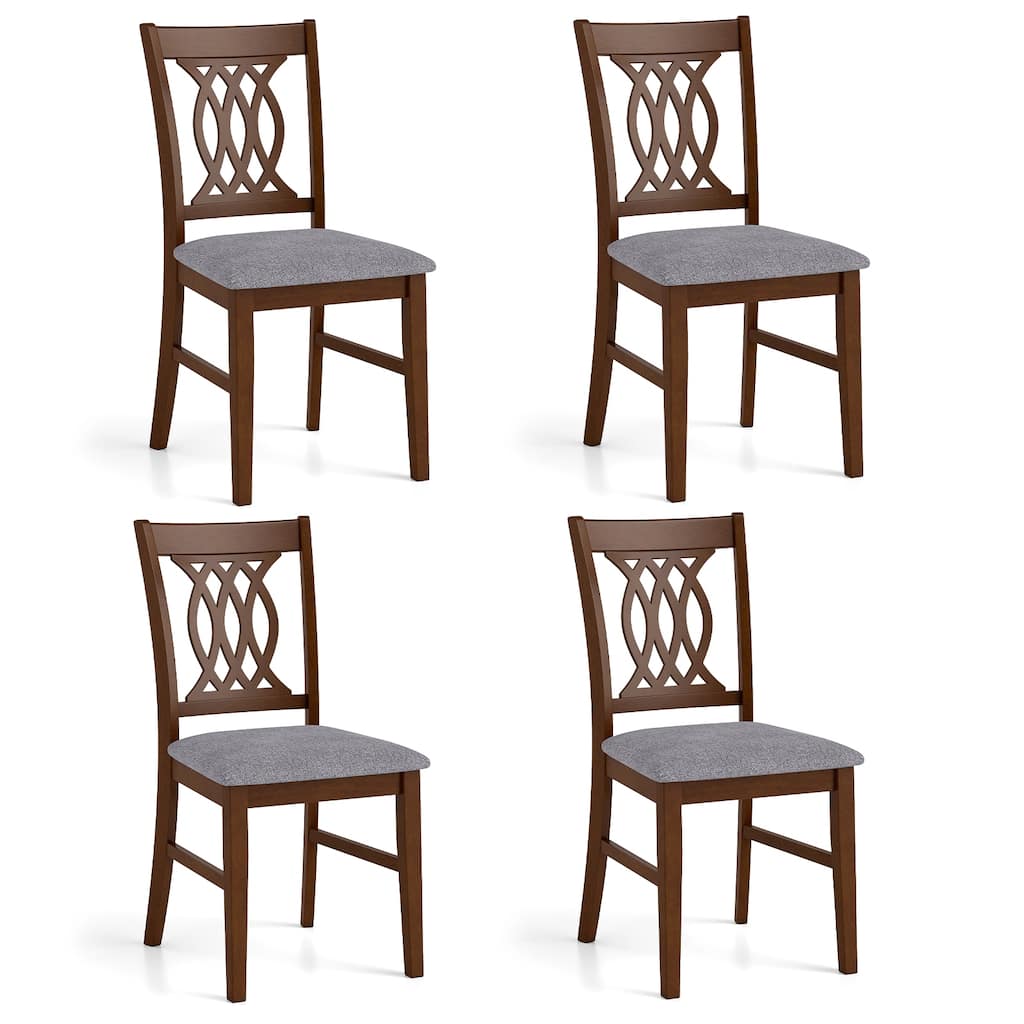 Gymax Dining Chairs Set of 4 w/Padded Seat Hollowed Backrest & Rubber