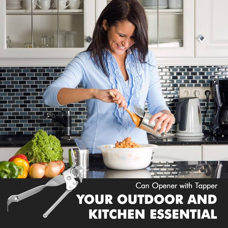 Chef Craft Durable Metal Manual Hand Can Opener with Can Tapper