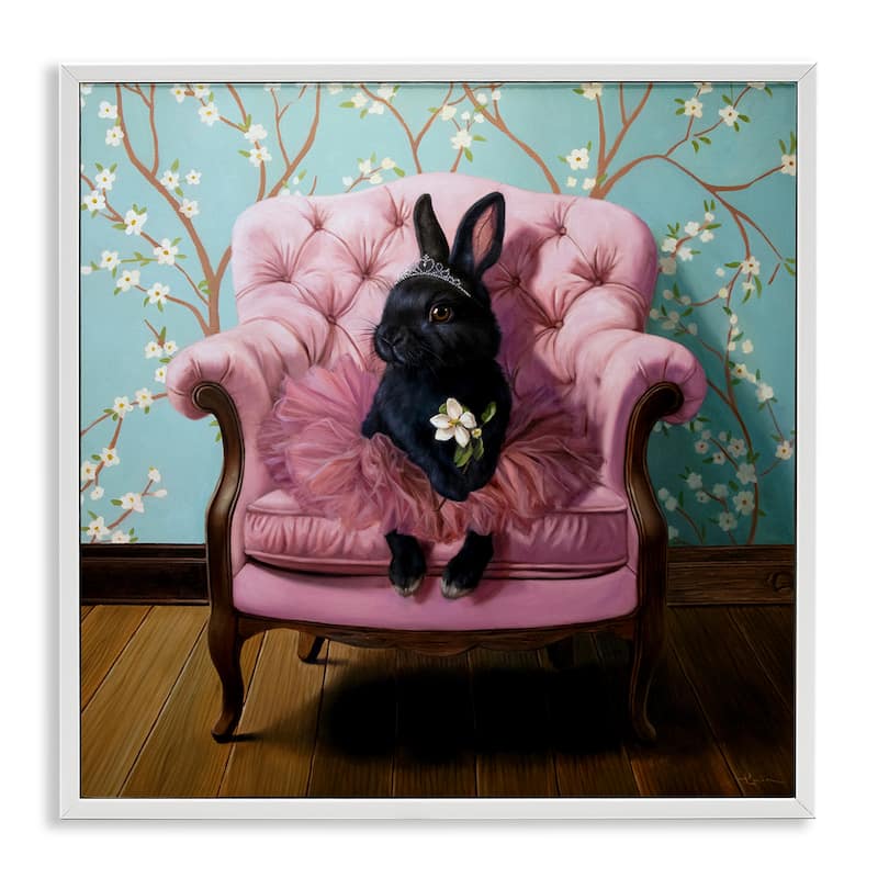 Stupell Girlie Rabbit in Tutu Framed Giclee Art Design By Lucia Heffernan - 24 x 24 - White