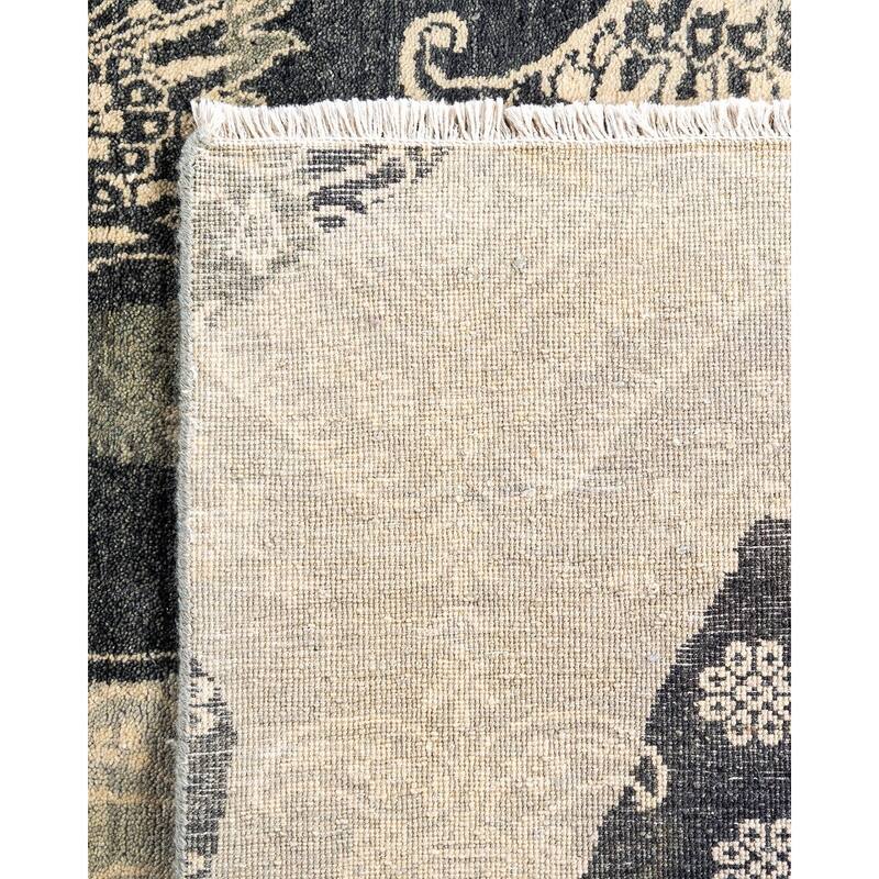 Ikat One-of-a-Kind Hand-Knotted Area Rug - Gray, 9' 0" x 12' 1" - 9' 0" x 12' 1"