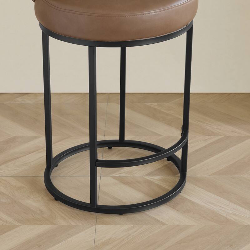 Spruce & Spring Chloe Upholstered Swivel Counter Bar Stool with Metal Frame and Arched Back