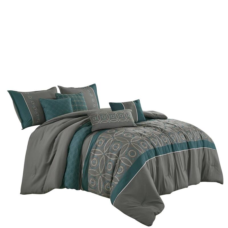 Shatex Tusti 7PC Bedding Comforter Set All-season Reversible Bed in a Bag