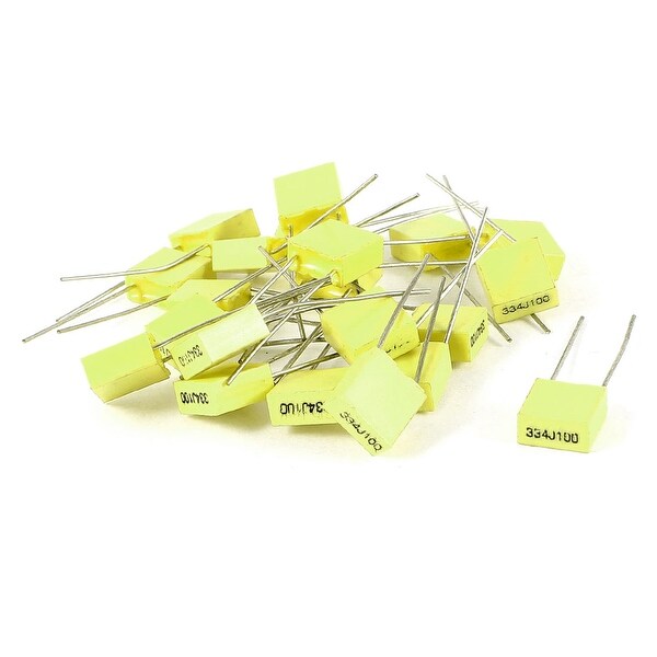 5-Pack 100V Film Capacitors - 1nF To 0.47uF Mixed Yellow Radial Lead Box Type