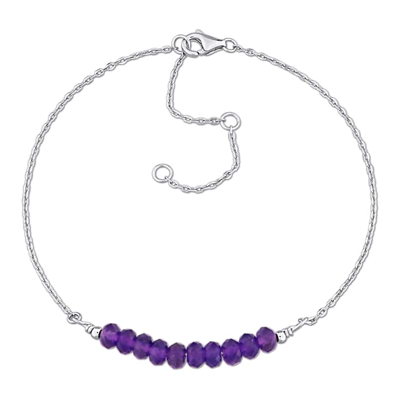Miadora 1 1/2ct TGW Fancy Amethyst Bead Bracelet in Sterling Silver-725+2 in