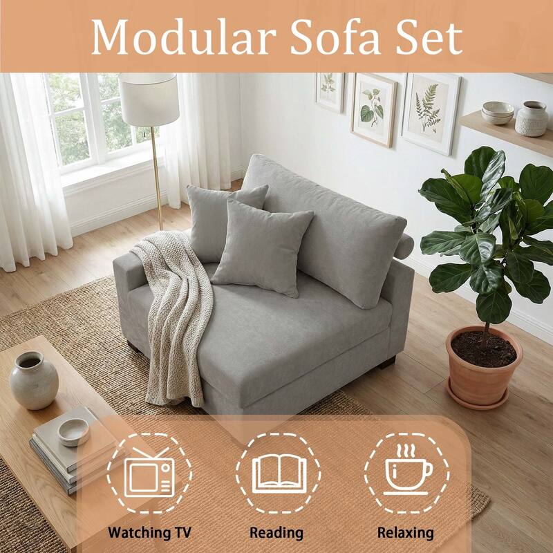 Chenille Upholstered Armless Accent Chair With Plush Cushion