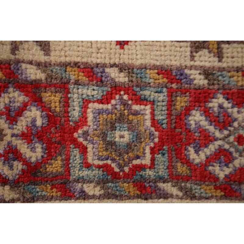 Geometric Kazak Oriental Foyer Rug Handmade Traditional Wool Carpet - 1'10" x 3'2"