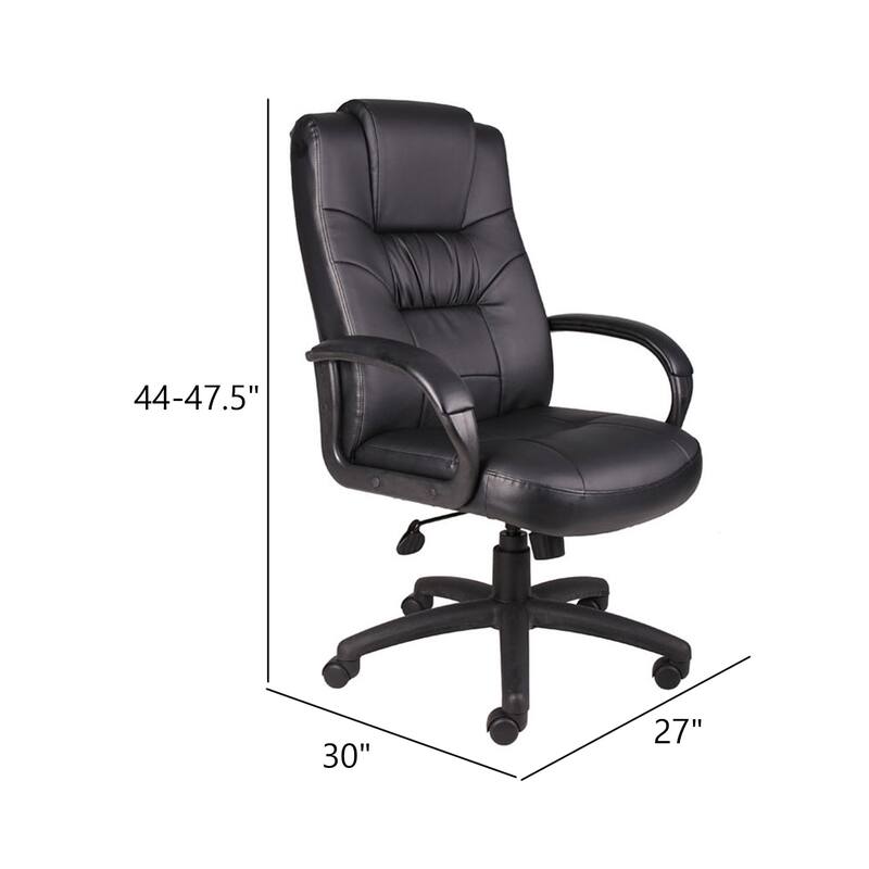 Mala Executive High Back Chair, Black Faux Leather, Lumbar Support