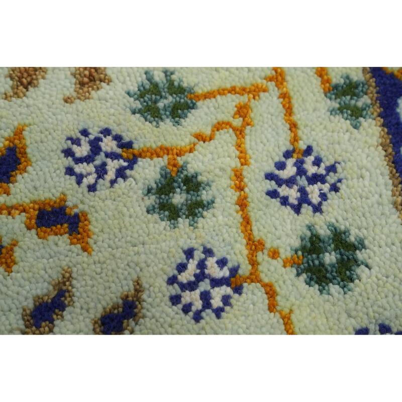 Hand Knotted Oriental 100% Wool Carpet Traditional All-Over Green Ziegler Runner Rug - 7' 11'' X 2' 6''