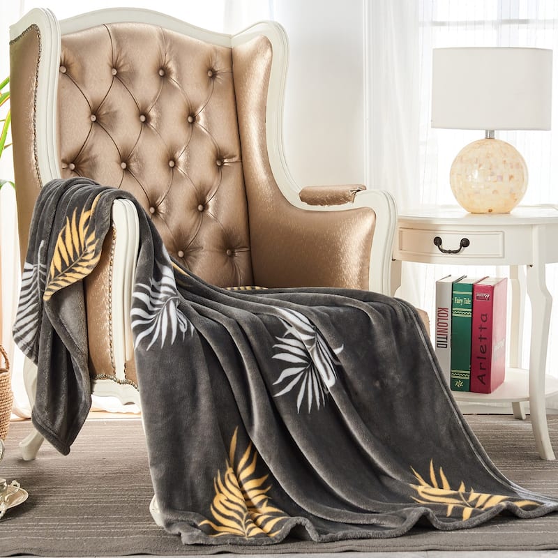 Microlight Ultra Soft Plush Throw Blanket - Grey Feather