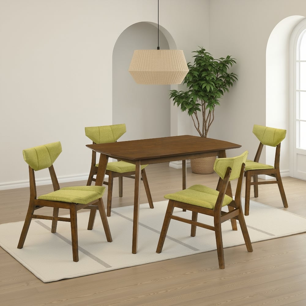 Set of 4 Amaris Upholstered Dining Chairs in Walnut Finish